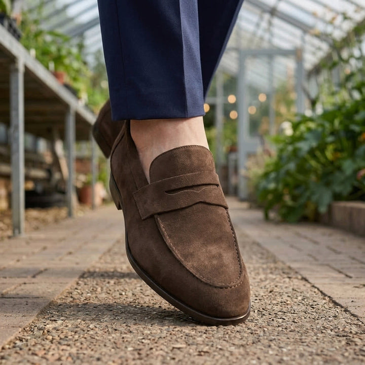 Men's Penny Loafers with Slip-On Fit and Flexible Sole in Seven Colours - Hesper - Brown