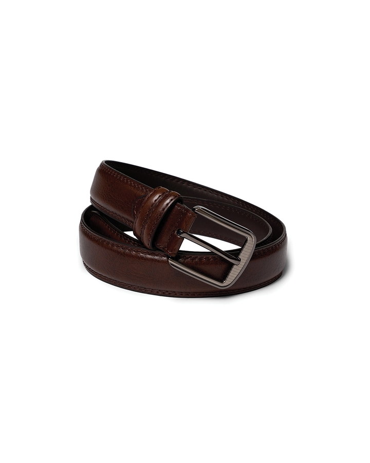 Men's Classic Pin-Buckle Belt with Double Keeper Loops - Cedric - Dark Brown