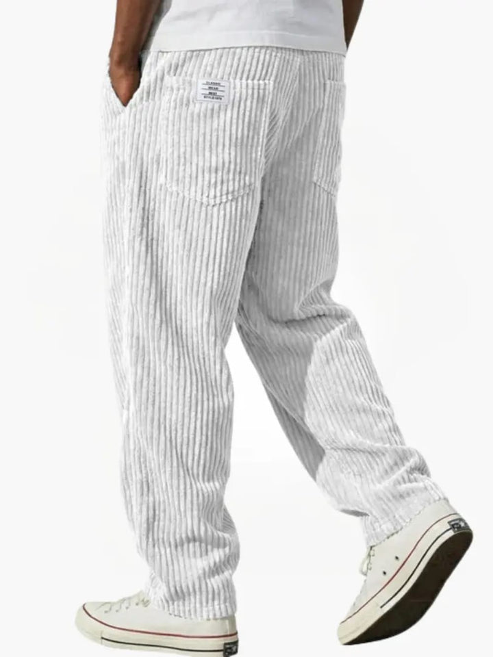 Men's Straight Leg Corduroy Trousers - Gideon - White