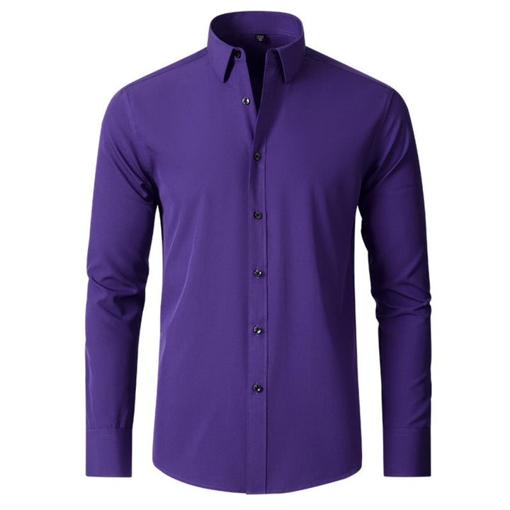 Men's Slim-Fit Stretch Dress Shirt with Pointed Collar and Button Front - Barrett - Purple