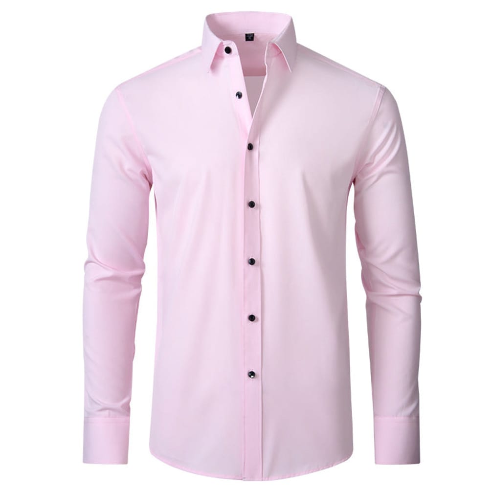Men's Slim-Fit Stretch Dress Shirt with Pointed Collar and Button Front - Barrett - Pink