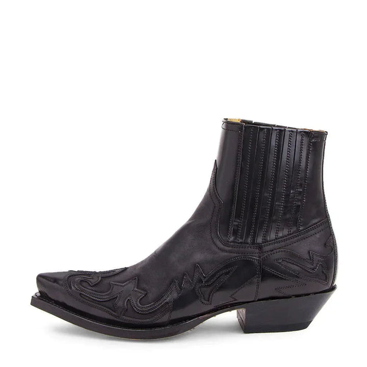 Men's Snip Toe Western Boots with Side Gussets - Peregrine - Black