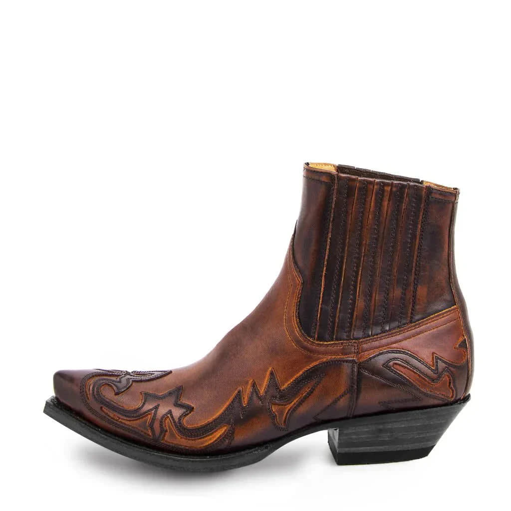 Men's Snip Toe Western Boots with Side Gussets - Peregrine - Brown