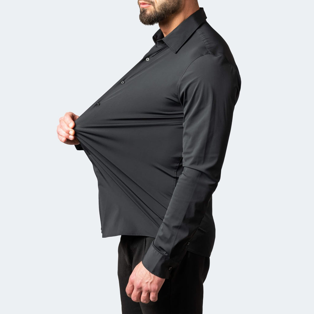 Men's Slim-Fit Stretch Button-Up Shirt with Long Sleeves - Thaddeus - White