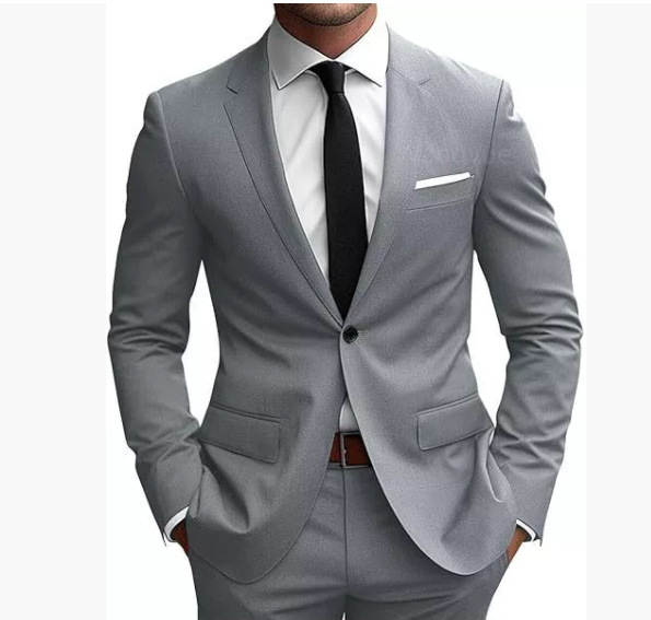 Men's Slim-Fit Spring Suit in Grey