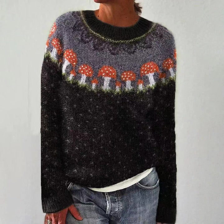 Women's Reindeer Knit Christmas Jumper in Black