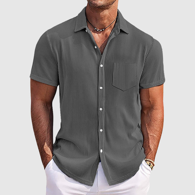 Men's Ribbed Short-Sleeve Shirt in Grey