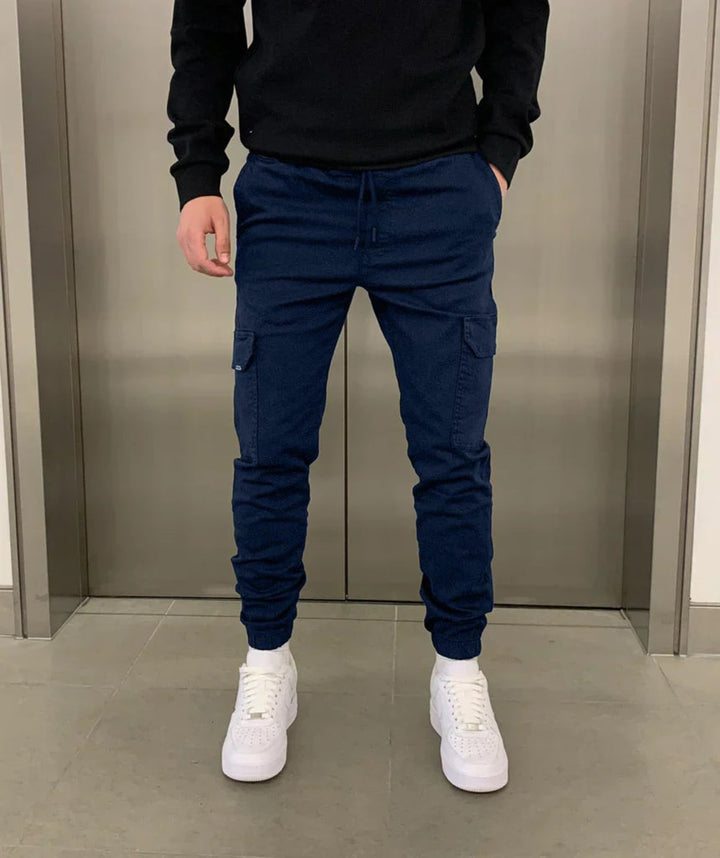 Men's Cargo Joggers with Drawstring Waist - Ambrose - Navy