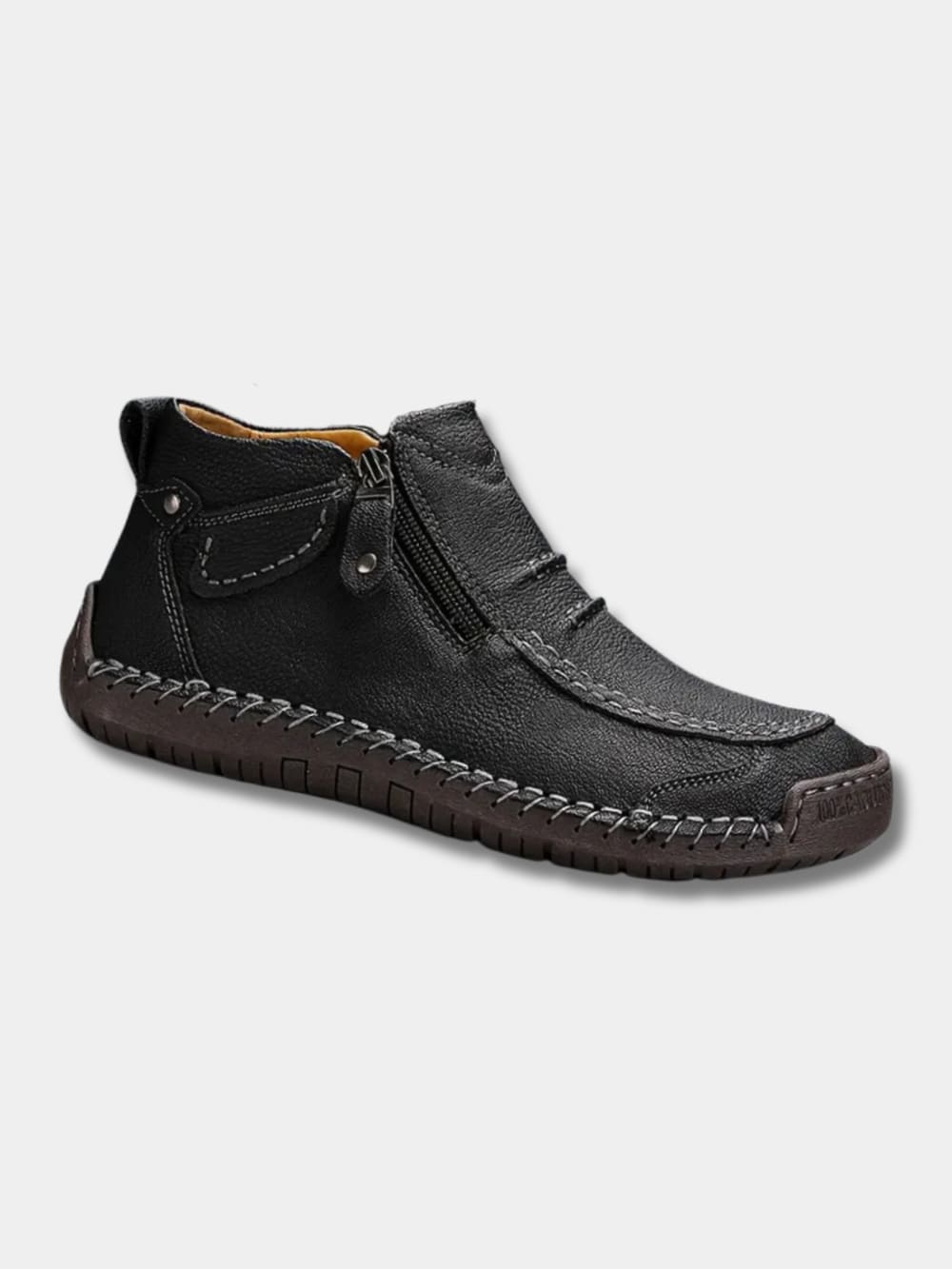 Men's Casual Ankle Boots with Side Zip - Jasper - Black