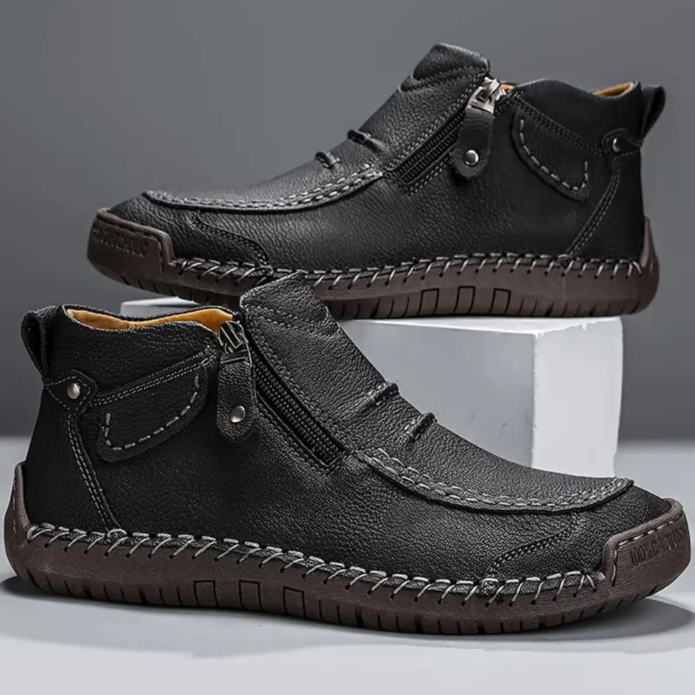 Men's Casual Ankle Boots with Side Zip - Jasper - Black