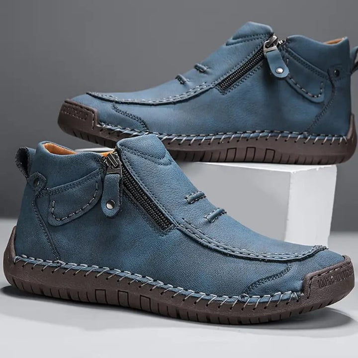 Men's Casual Ankle Boots with Side Zip - Jasper - Blue