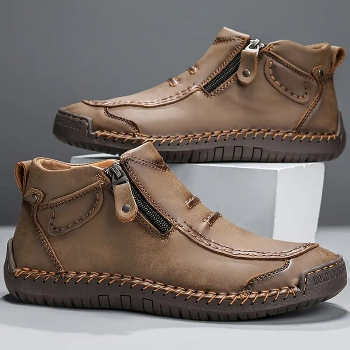 Men's Casual Ankle Boots with Side Zip - Jasper - Khaki