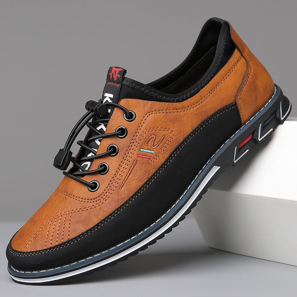 Men's Casual Lace-Up Shoes with Padded Collar - Duncan - Tan