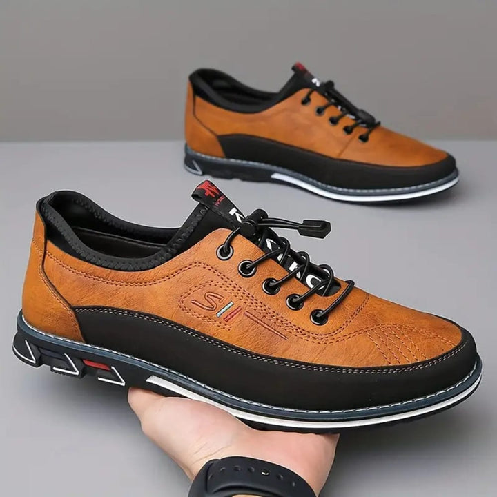 Men's Casual Lace-Up Shoes with Padded Collar - Duncan - Tan
