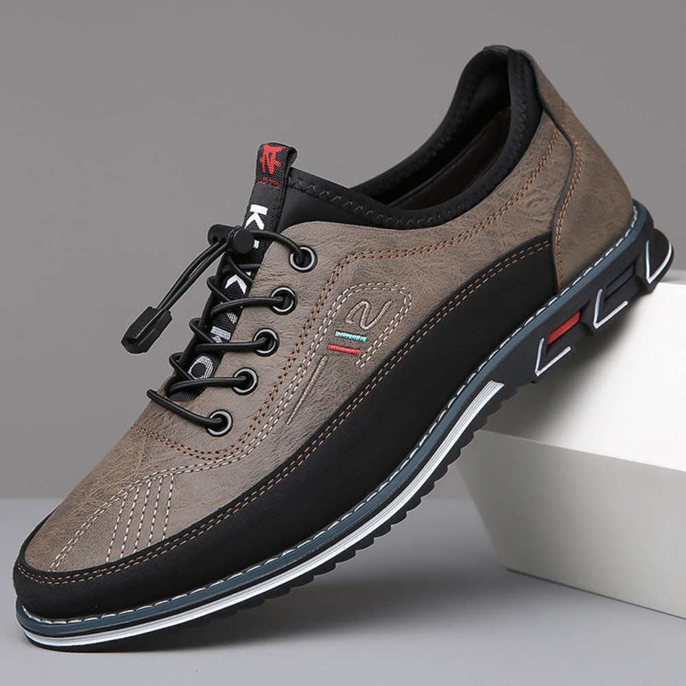 Men's Casual Lace-Up Shoes with Padded Collar - Duncan - Taupe