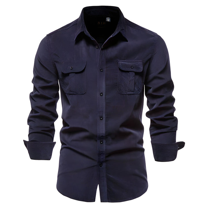Richard - Men's Long-Sleeve Casual Button Shirt in Navy