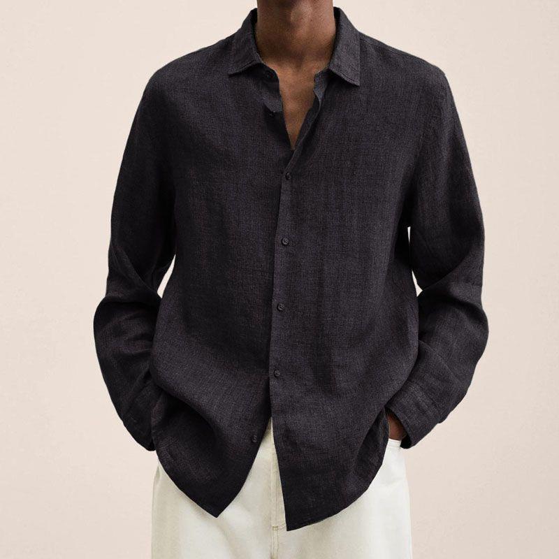 Lukas - Men's Classic Long-Sleeve Button Shirt in Black