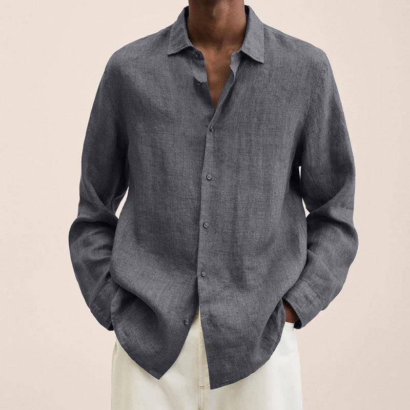 Lukas - Men's Classic Long-Sleeve Button Shirt in Grey