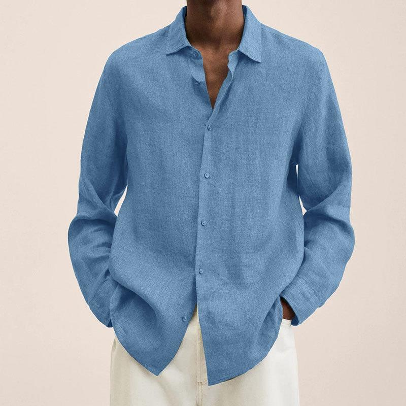 Lukas - Men's Classic Long-Sleeve Button Shirt in Light Blue