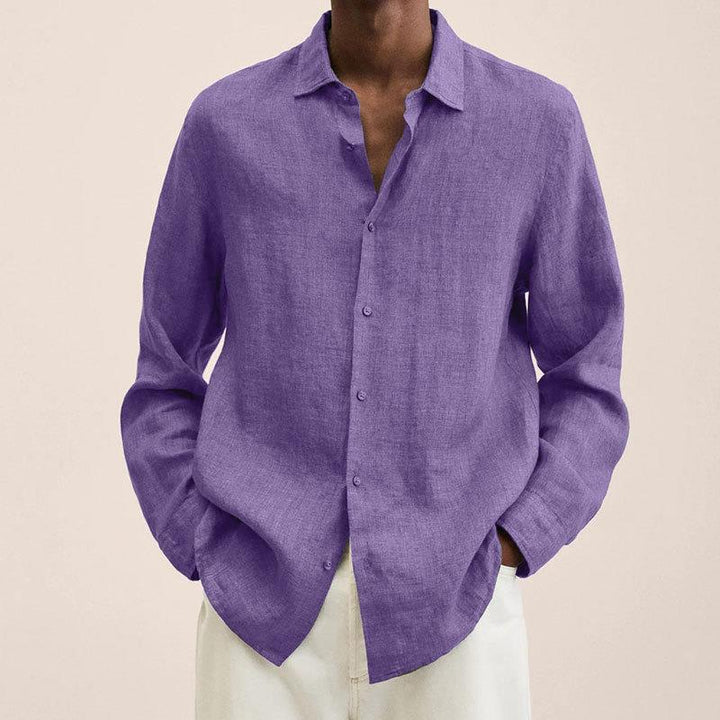 Lukas - Men's Classic Long-Sleeve Button Shirt in Purple
