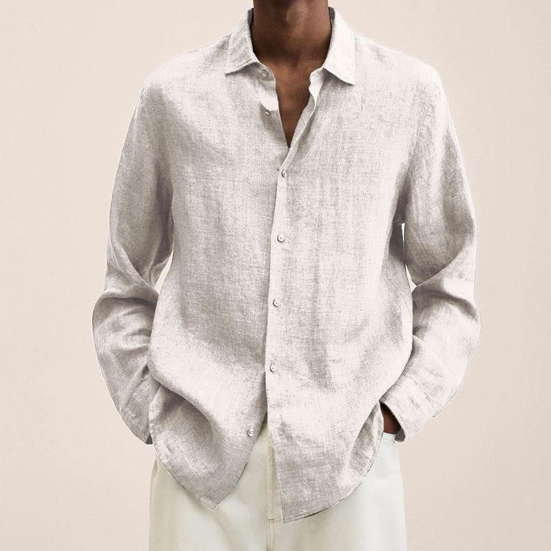 Lukas - Men's Classic Long-Sleeve Button Shirt in White