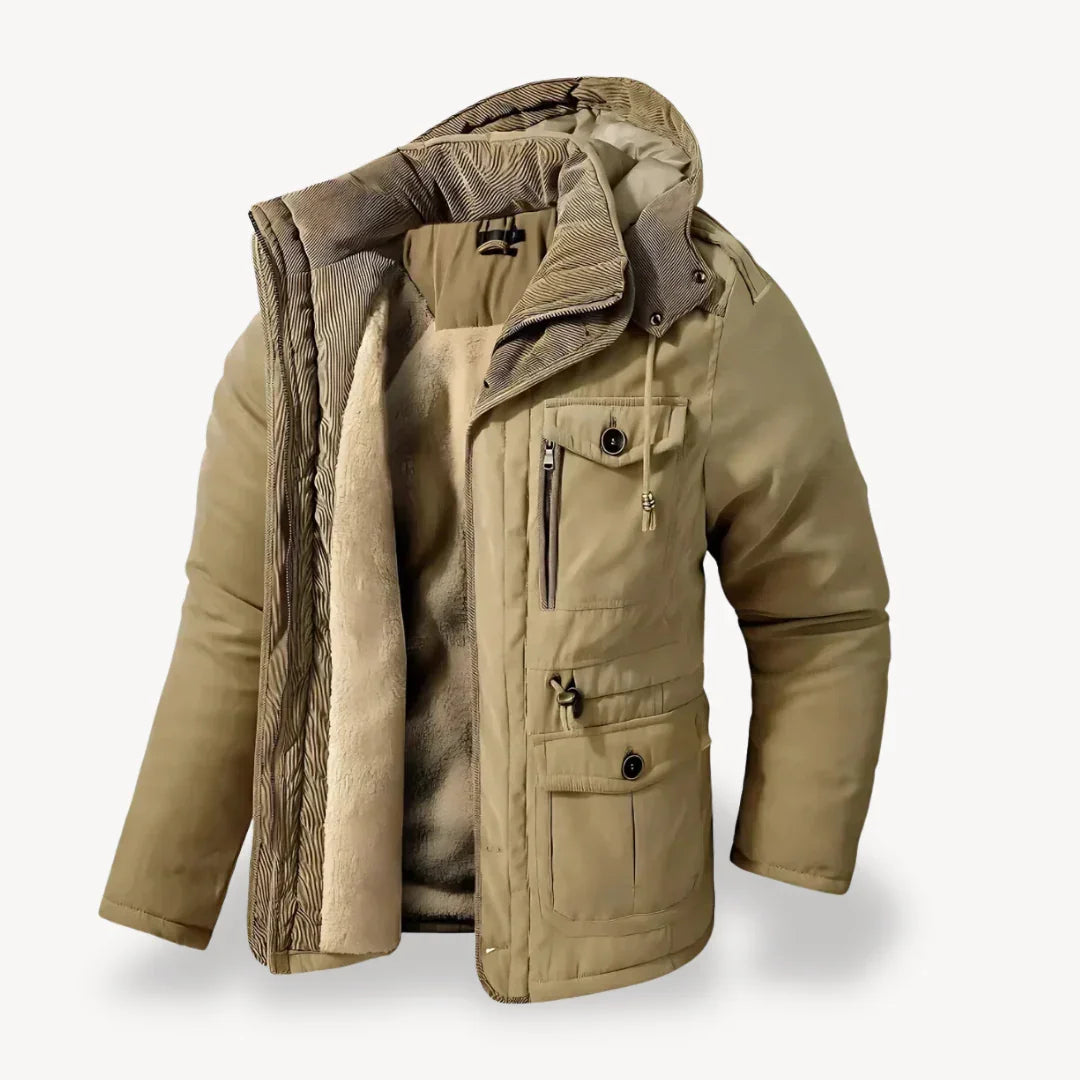 Jürgen - Men's Rugged Fleece-Lined Winter Jacket in Beige