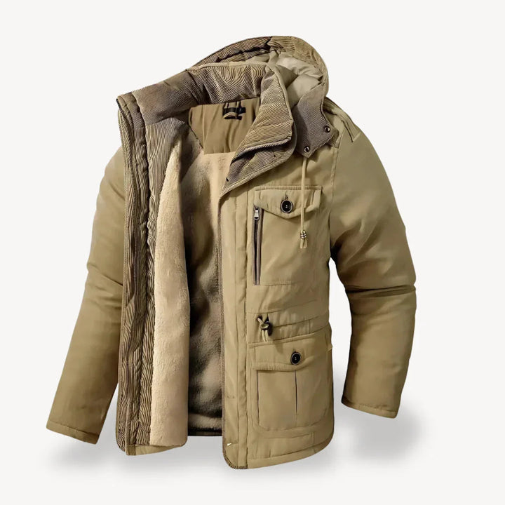 Jürgen - Men's Rugged Fleece-Lined Winter Jacket in Beige