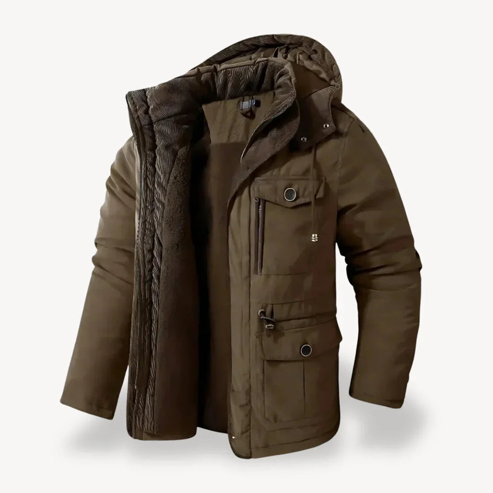Jürgen - Men's Rugged Fleece-Lined Winter Jacket in Brown