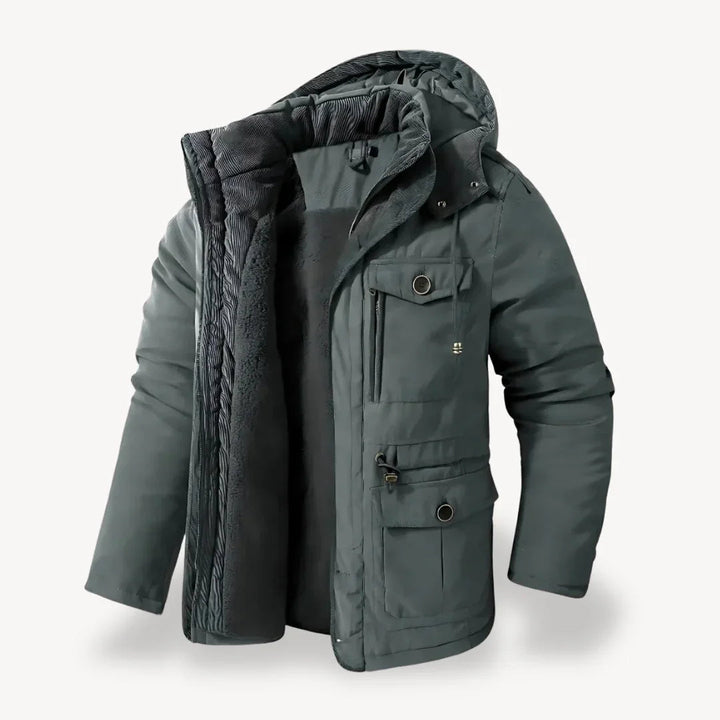 Jürgen - Men's Rugged Fleece-Lined Winter Jacket in Grey