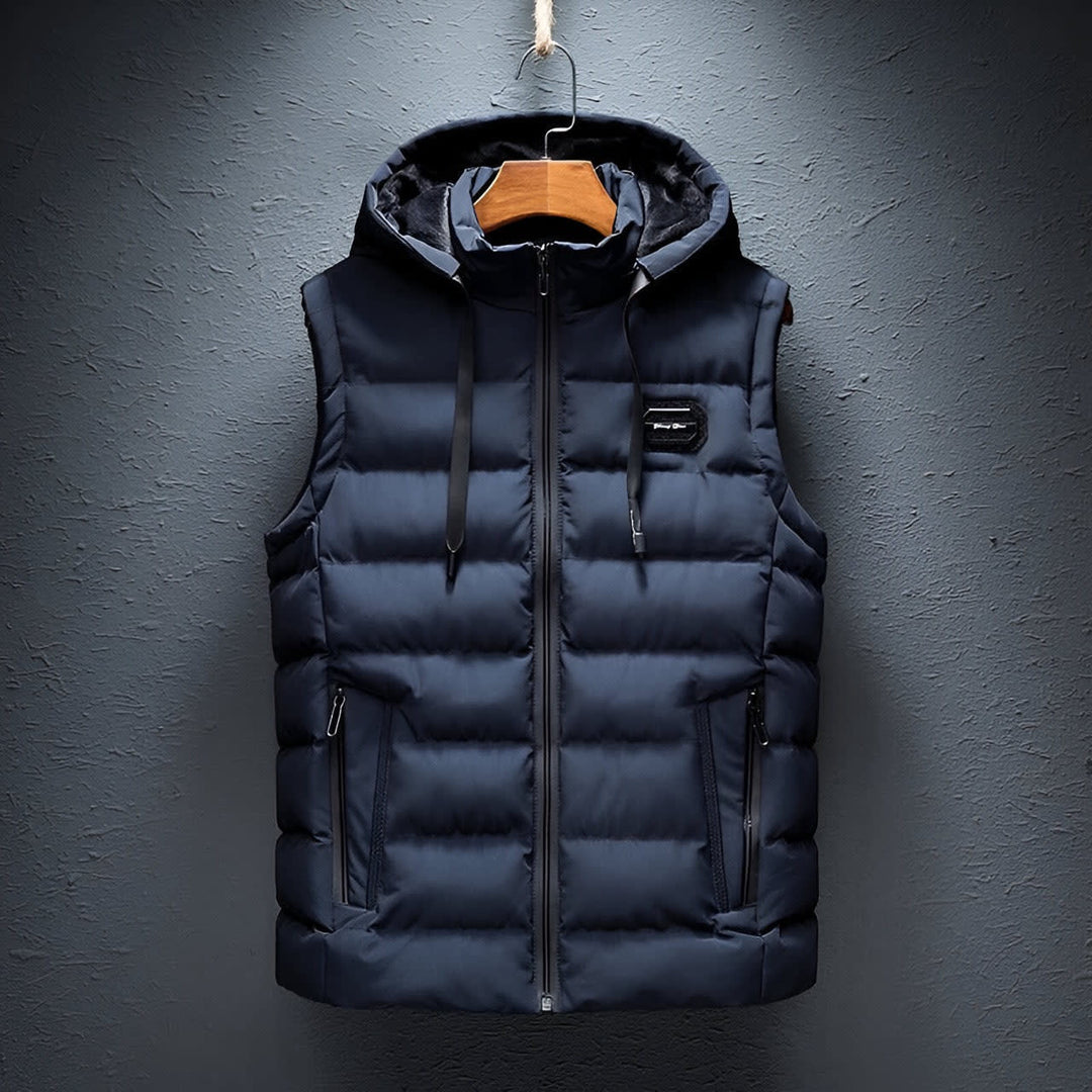 Men's Hooded Puffer Gilet with Zip Pockets - Edmund - Navy