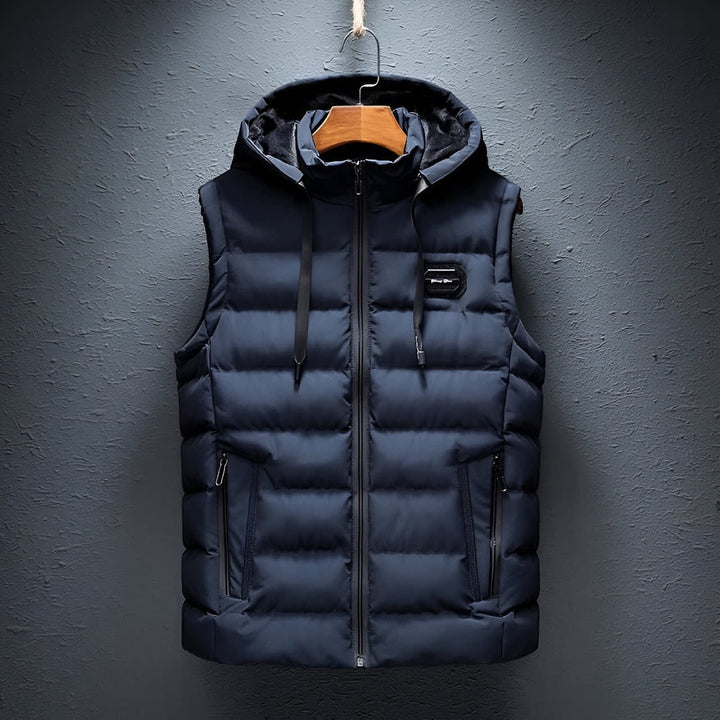 Men's Hooded Puffer Gilet with Zip Pockets - Edmund - Navy