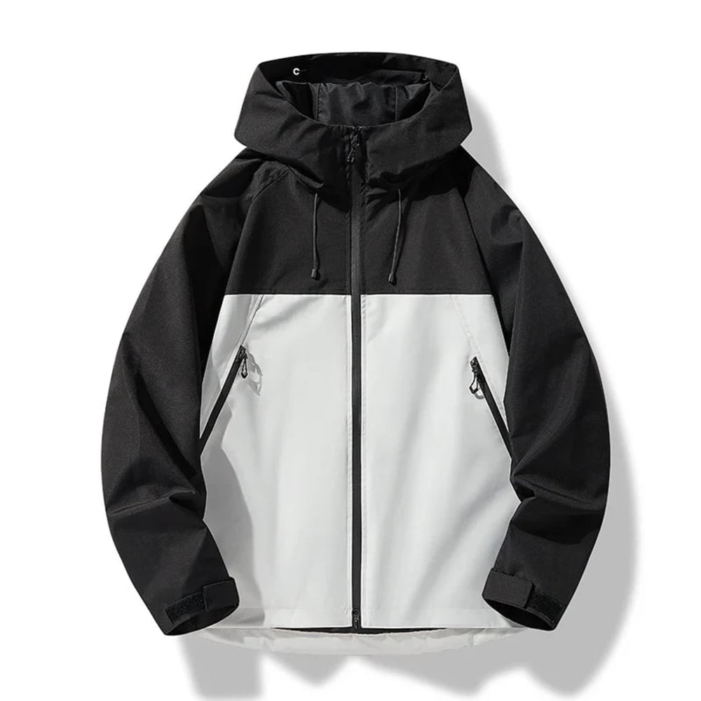 Men's Hooded Shell Jacket with Zip Pockets - Alistair - Black/Grey