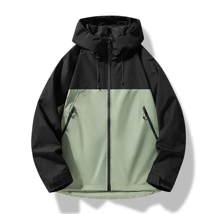 Men's Hooded Shell Jacket with Zip Pockets - Alistair - Black/Sage