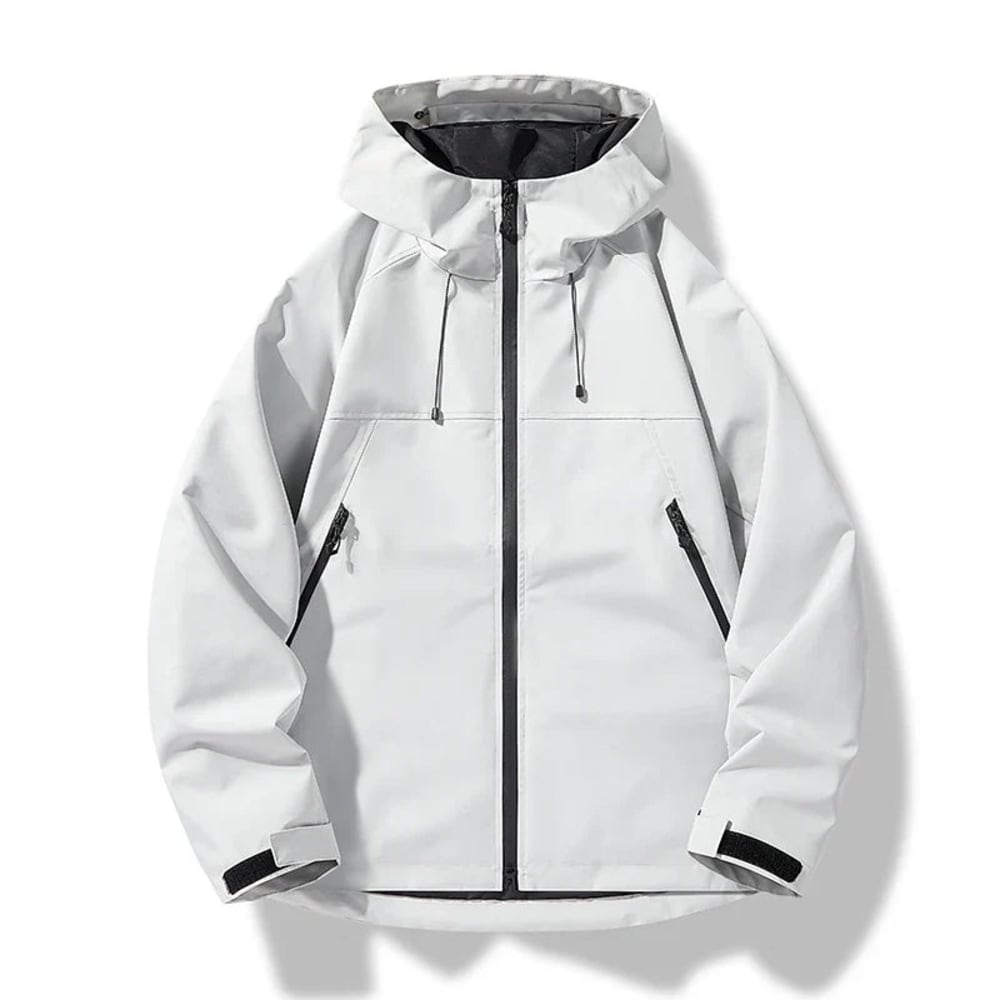 Men's Hooded Shell Jacket with Zip Pockets - Alistair - Light Grey
