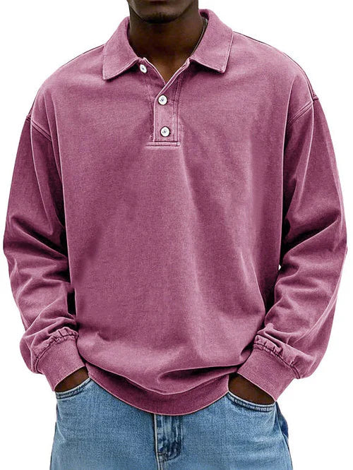 Robert men's long-sleeve polo sweatshirt in pink