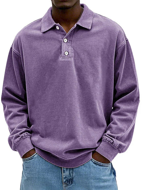 Robert men's long-sleeve polo sweatshirt in purple