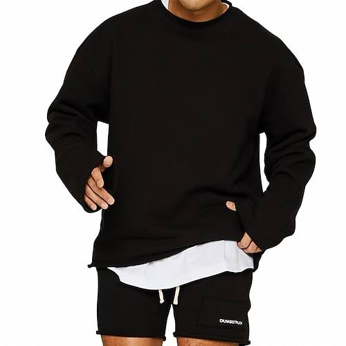 Men's relaxed fit crew neck sweatshirt in Black