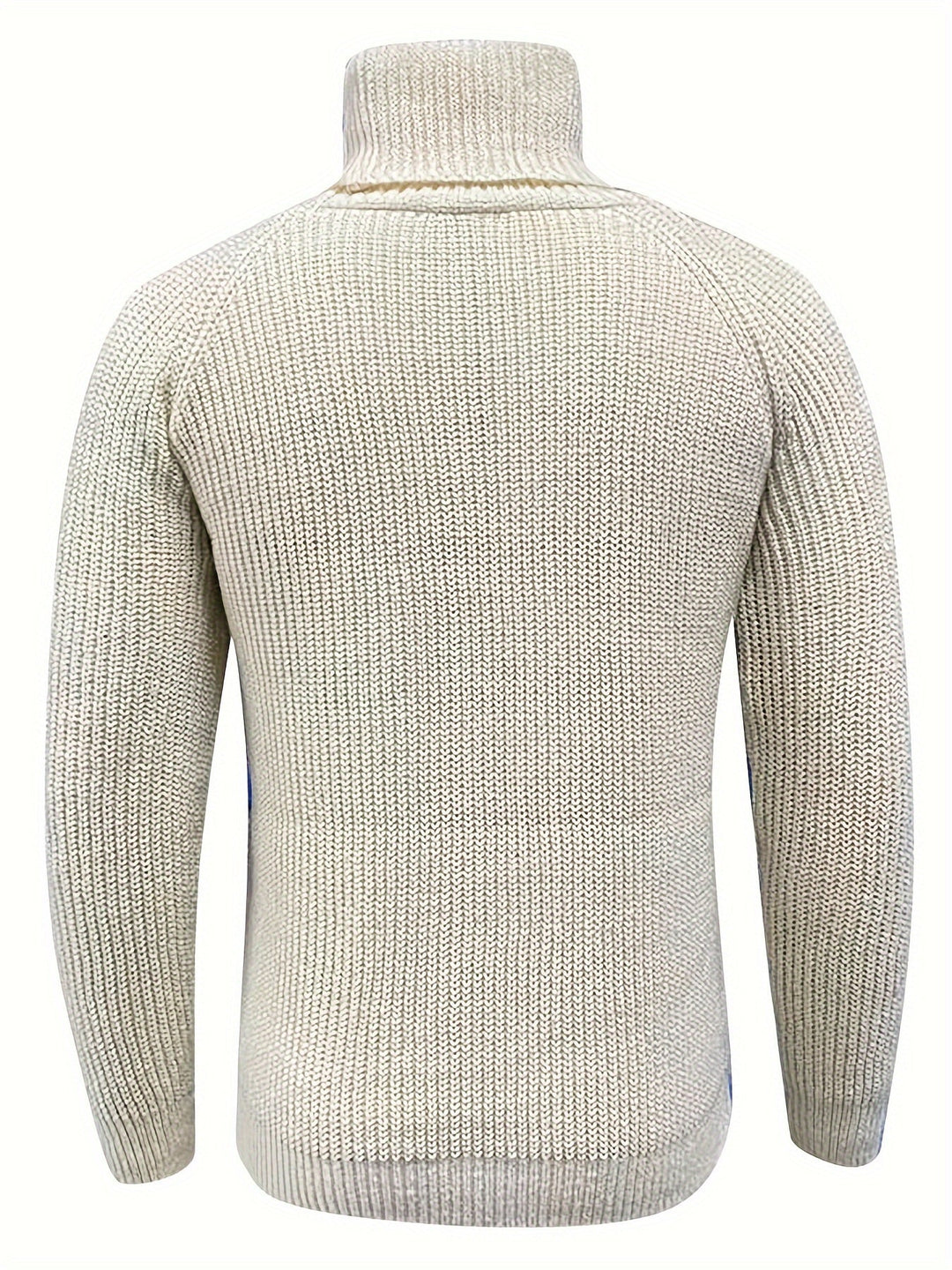 Alexander - Men's Roll Neck Knit Jumper in Beige - view 3