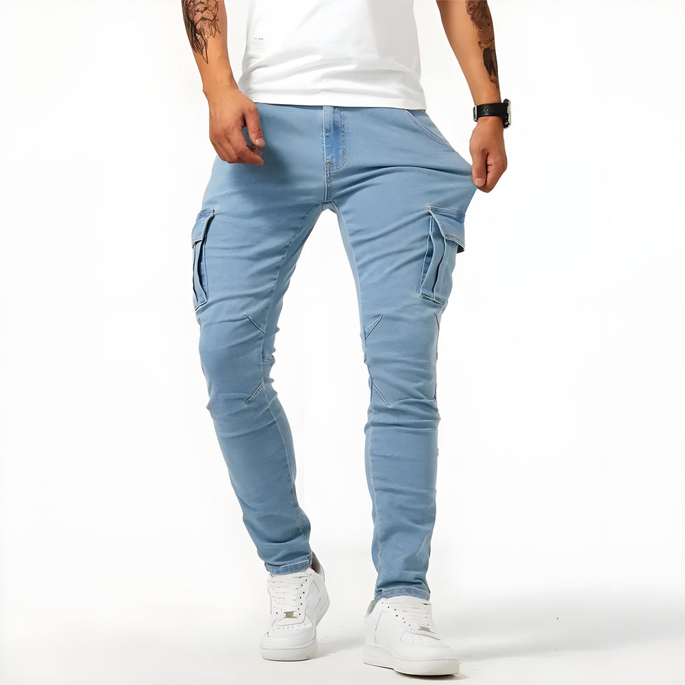 Men's slim cargo trousers in Blue