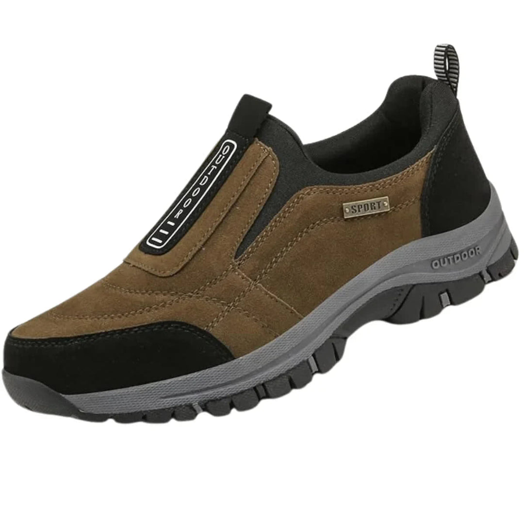 Men's Slip-On Walking Shoes with Pull Tab - Hugo - Brown/Black