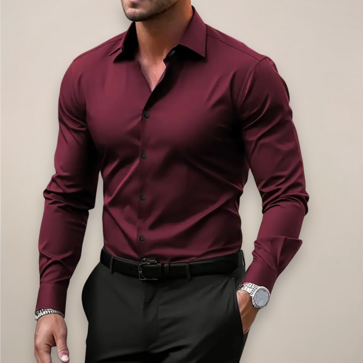 Moritz Men's Smart Long-Sleeve Shirt - Burgundy