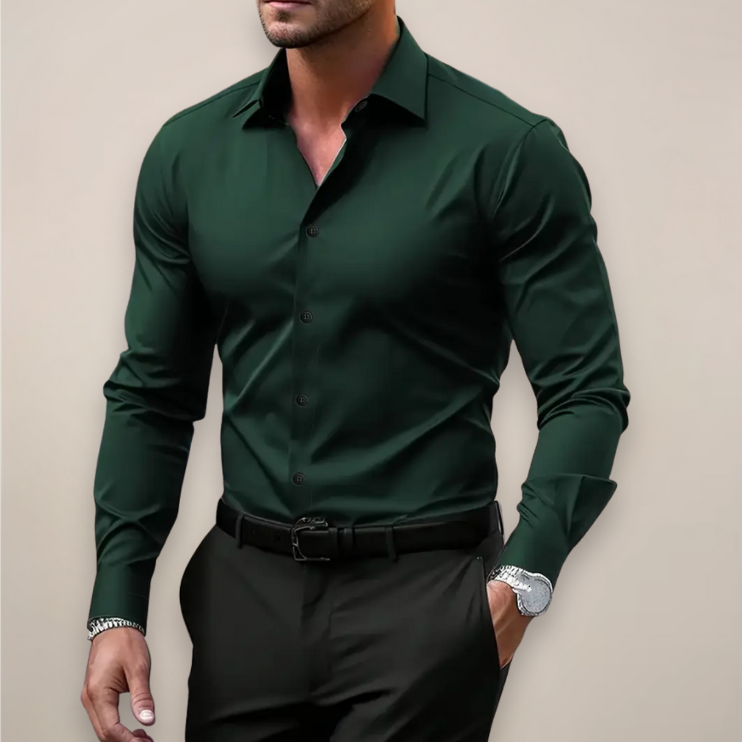 Moritz Men's Smart Long-Sleeve Shirt - Dark Green