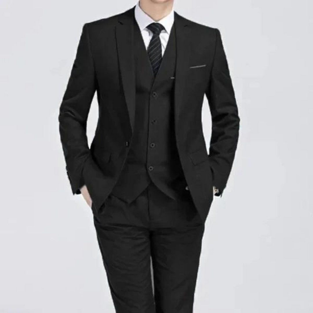 Georg - Men's Black Three-Piece Formal Suit in Black