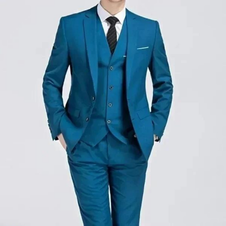 Georg - Men's Black Three-Piece Formal Suit in Teal
