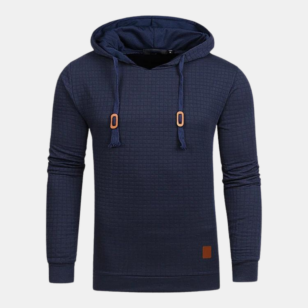 Christian - Men's Vintage Patterned Pullover Hoodie in Navy