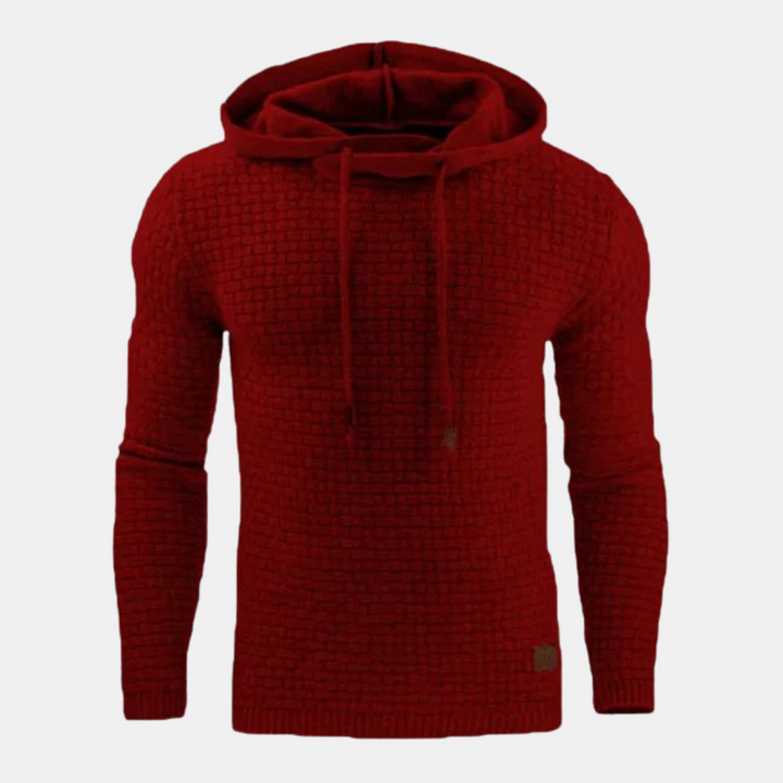 Christian - Men's Vintage Patterned Pullover Hoodie in Red