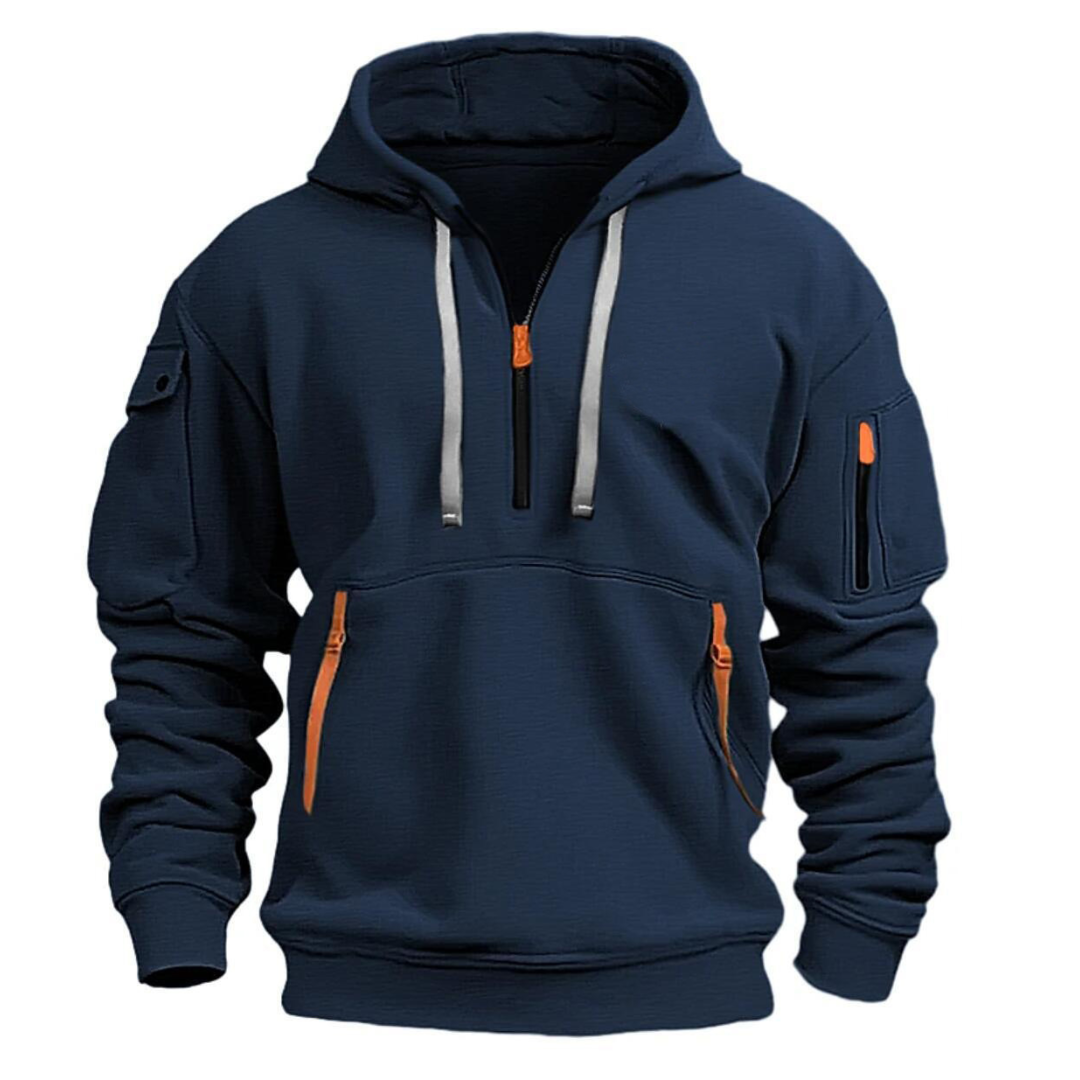Men's zip pocket hoodie in navy
