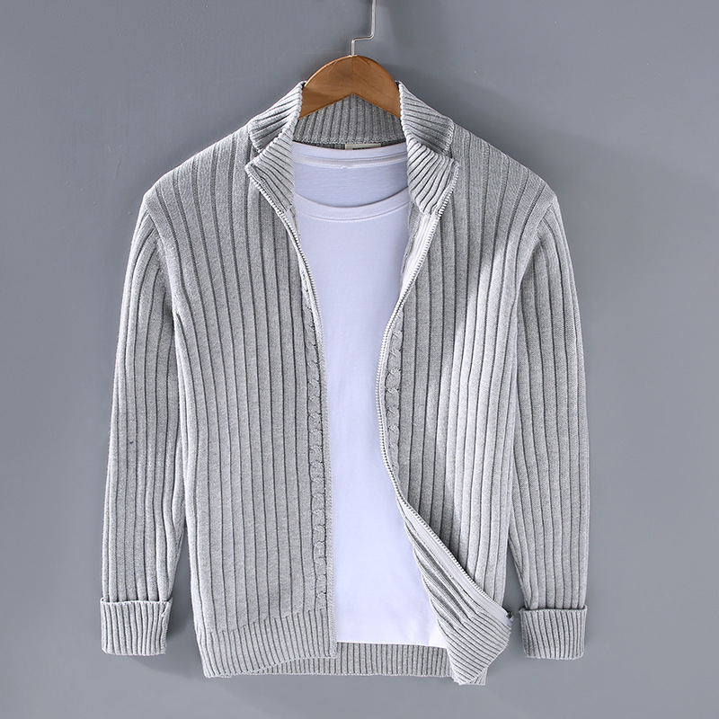 Paul Men's Zip-Up Knit Cardigan - Grey