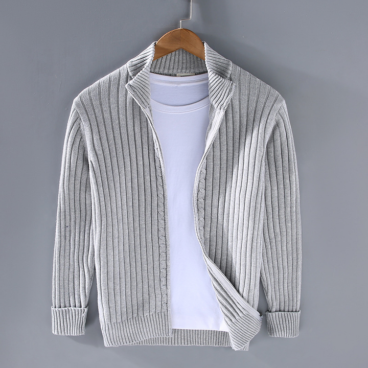 Paul Men's Zip-Up Knit Cardigan - Grey