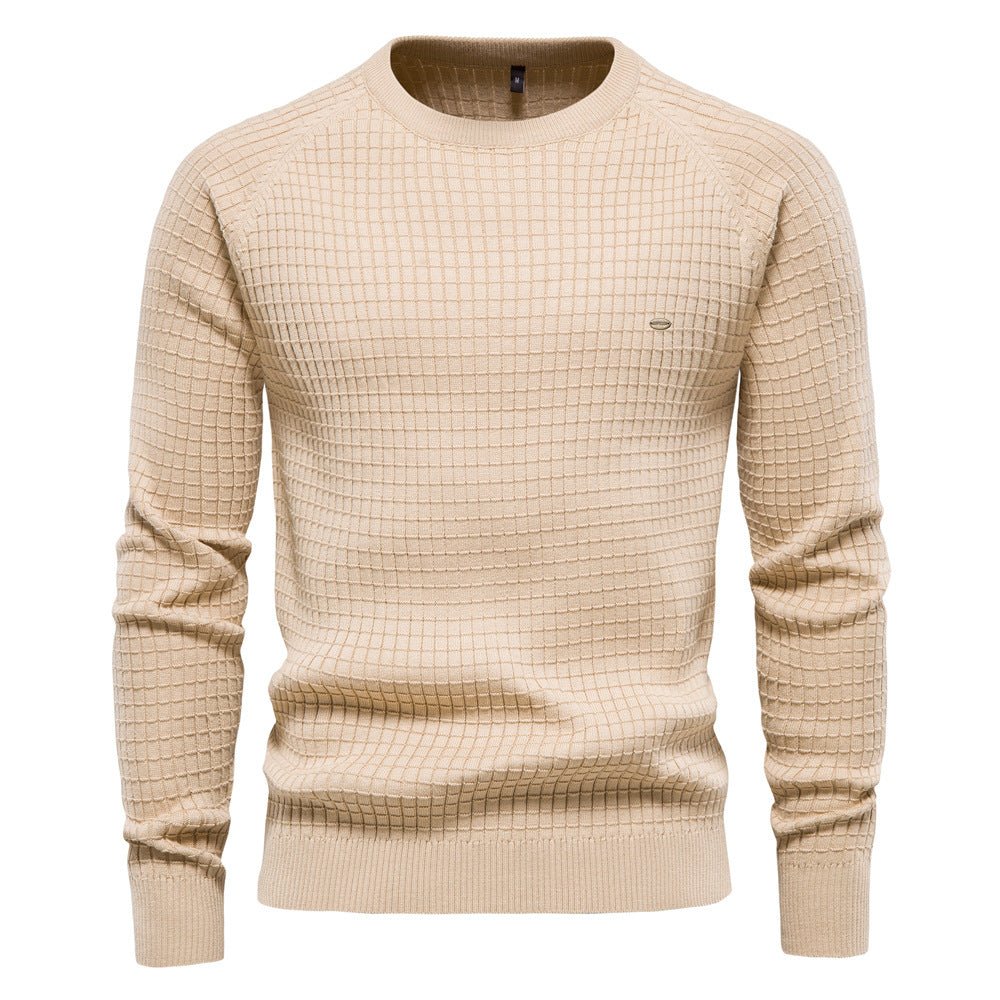 Men's Textured Long-Sleeve Winter Jumper in Beige